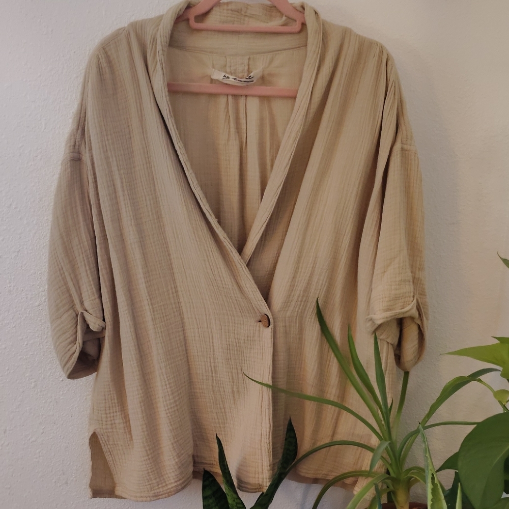 Free People We The Free Tan Button-Up Blouse